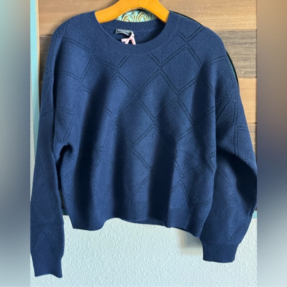 NWT vineyard vines Diamond Pointelle Seaspun Cashmere Sweater in Nautical